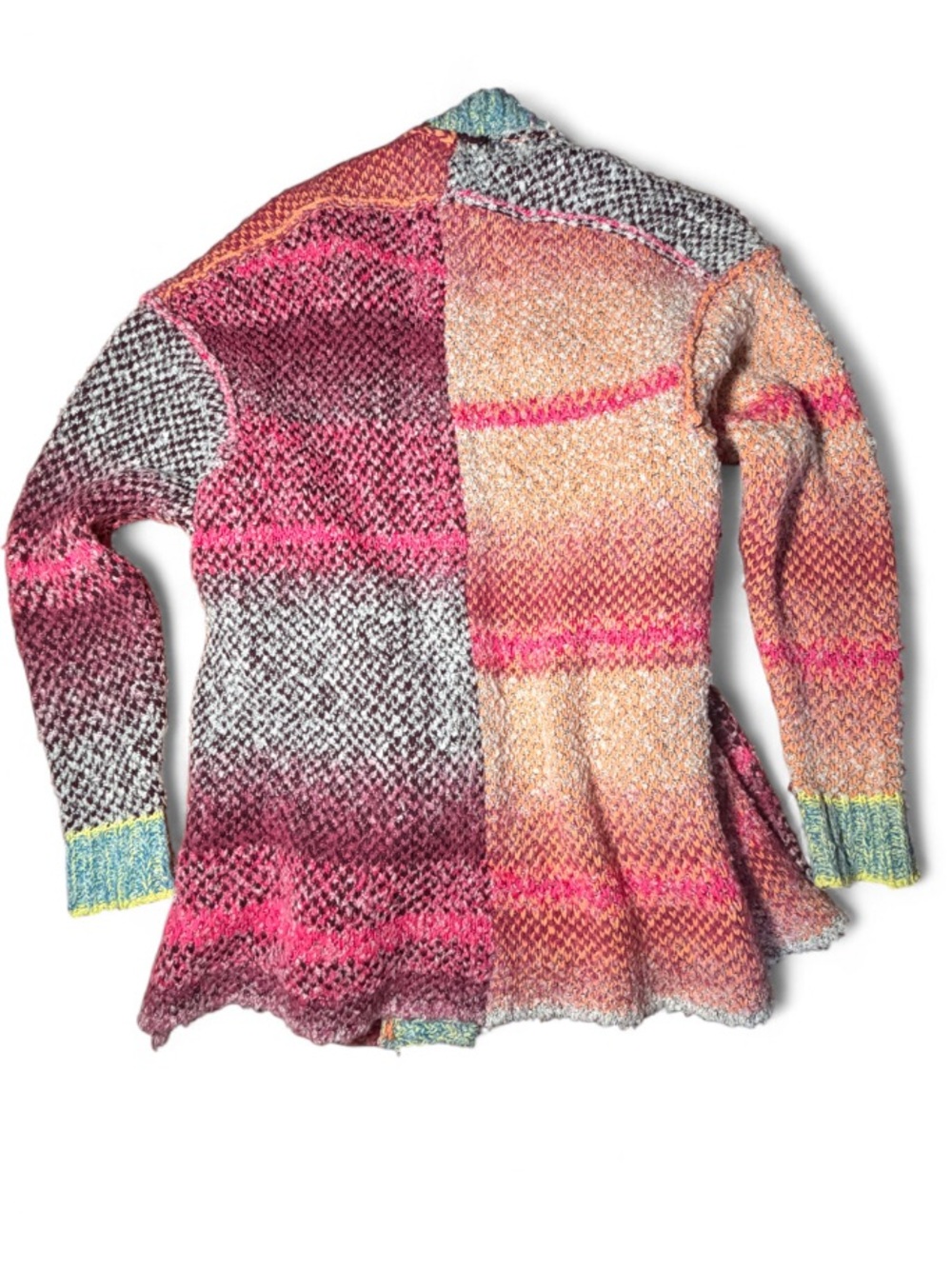 Free People Daydreamer Cardigan Patchwork Multicolor Chunky Knit Sweater XS - Picture 7 of 8